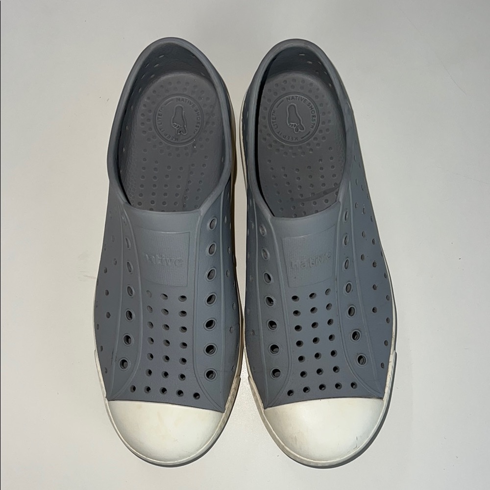Kids Gray and White Native Shoes